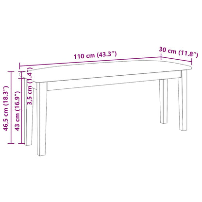 Bænk 110 Cm Massivt Gummitræ - Billede 10