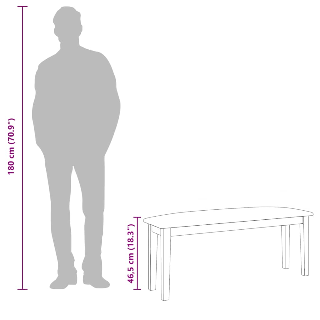 Bænk 110 Cm Massivt Gummitræ - Billede 11