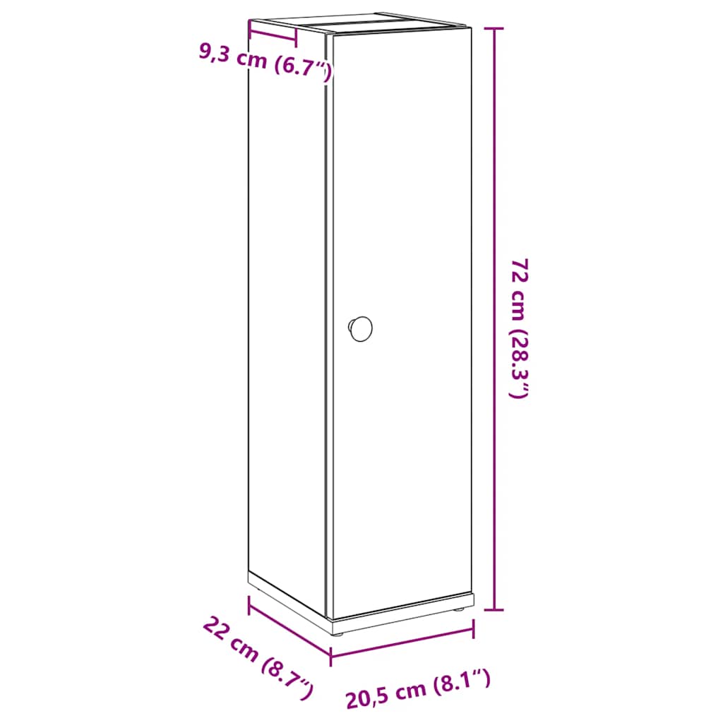 Badeværelsesskab Med Rulleholder 20,5X22X72 Cm