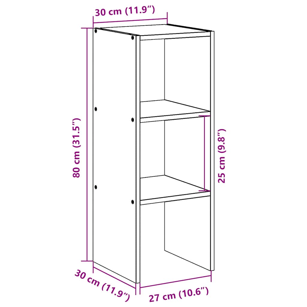 Bogreol Stabelbar 30x30x80 Cm Konstrueret Træ - Billede 9