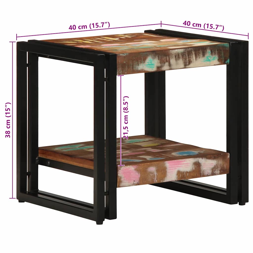 Sofabord Flerfarvet 40 X 40 X 38 Cm Solid Genbrugs Træ - Billede 11