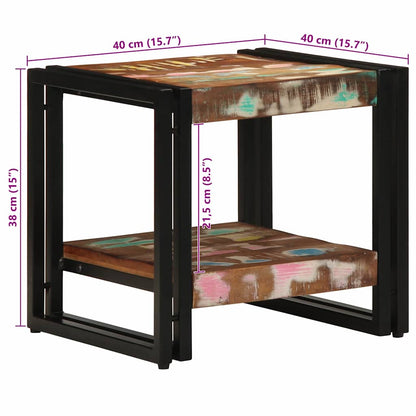 Sofabord Flerfarvet 40 X 40 X 38 Cm Solid Genbrugs Træ - Billede 11