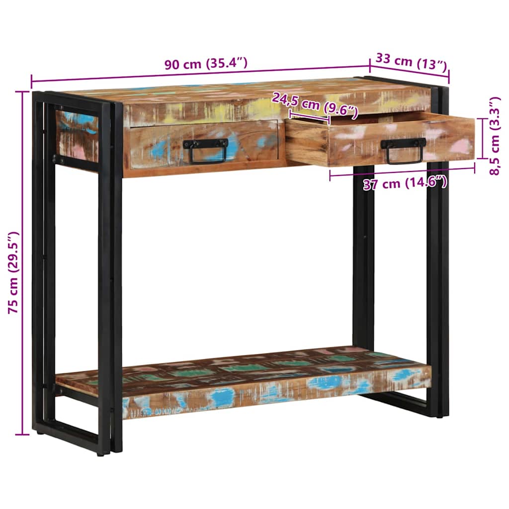Konsolbord Flerfarvet Solid Genbrugs Træ - Billede 13