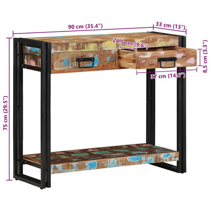 Konsolbord Flerfarvet Solid Genbrugs Træ - Billede 13