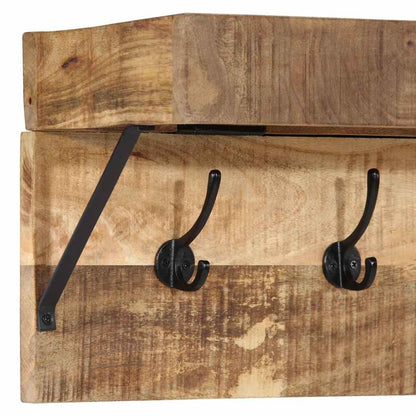Knagerække Med Hylde Brun 73 X 19 X 23 Cm Massivt Mangotræ - Billede 7