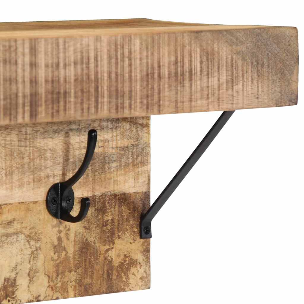 Knagerække Med Hylde Brun 73 X 19 X 23 Cm Massivt Mangotræ - Billede 8