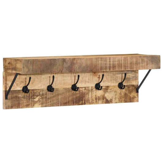 Knagerække Med Hylde Brun 73 X 19 X 23 Cm Massivt Mangotræ - Hovedbillede