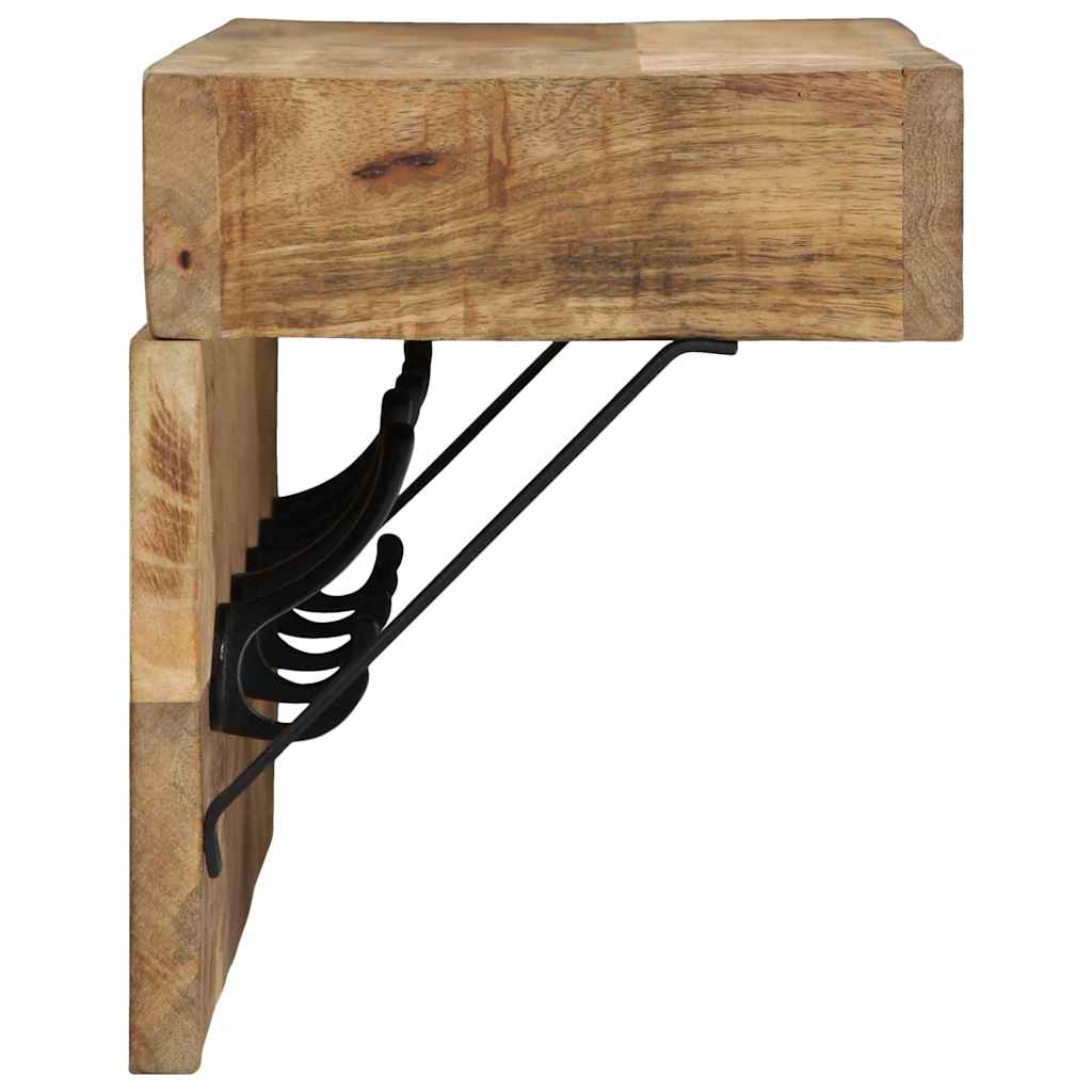 Knagerække Med Hylde Brun 73 X 19 X 23 Cm Massivt Mangotræ - Billede 5