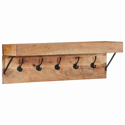 Knagerække Med Hylde Brun 73 X 19 X 23 Cm Massivt Akacietræ - Hovedbillede