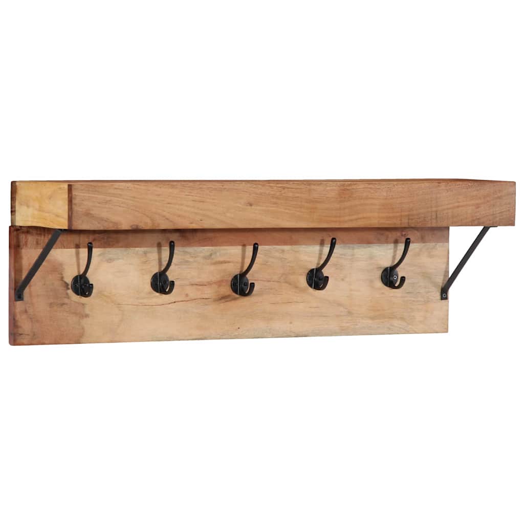 Knagerække Med Hylde Brun 73 X 19 X 23 Cm Massivt Akacietræ - Billede 3