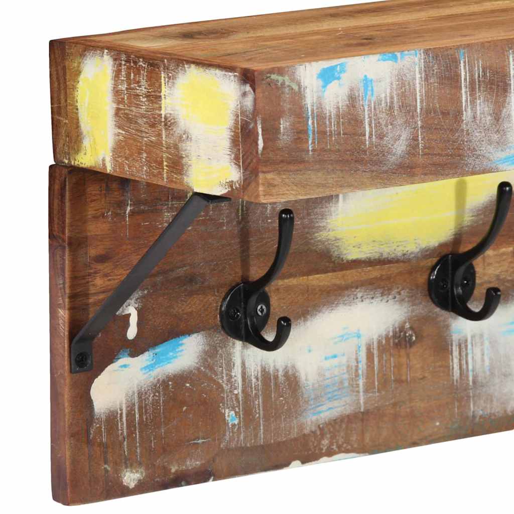Knagerække Med Hylde Brun 73 X 19 X 23 Cm Massivt Genbrugstræ - Billede 7
