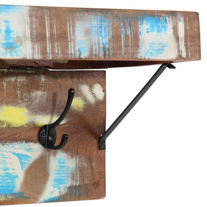 Knagerække Med Hylde Brun 73 X 19 X 23 Cm Massivt Genbrugstræ - Billede 8
