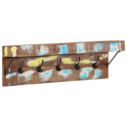 Knagerække Med Hylde Brun 73 X 19 X 23 Cm Massivt Genbrugstræ - Hovedbillede