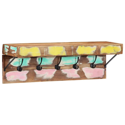 Knagerække Med Hylde Brun 73 X 19 X 23 Cm Massivt Genbrugstræ - Billede 2