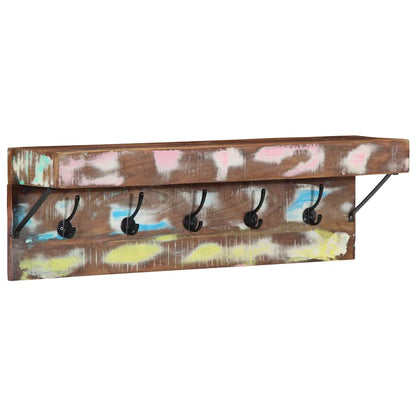 Knagerække Med Hylde Brun 73 X 19 X 23 Cm Massivt Genbrugstræ - Billede 3