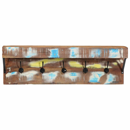 Knagerække Med Hylde Brun 73 X 19 X 23 Cm Massivt Genbrugstræ - Billede 4