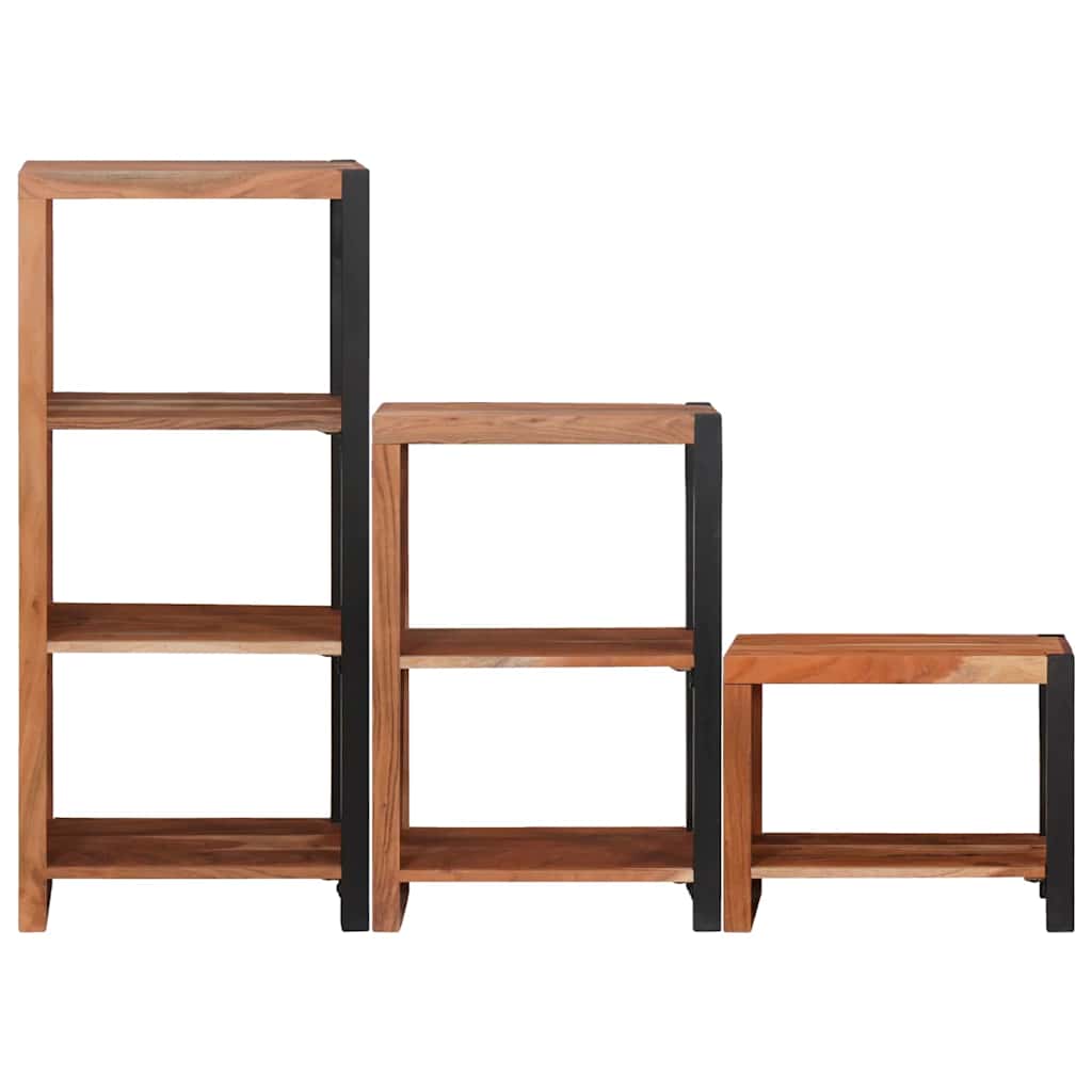 Bogreol 3 Pcs Brun 50 X 30 X 110 Cm Massivt Akacietræ - Billede 4
