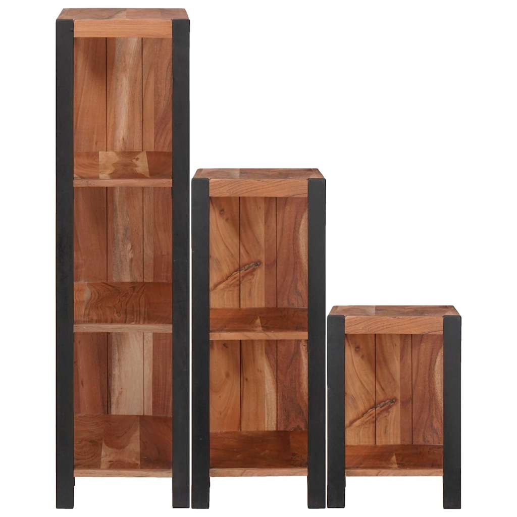 Bogreol 3 Pcs Brun 50 X 30 X 110 Cm Massivt Akacietræ - Billede 5