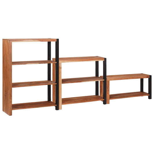 Bogreol 3 Pcs Brun 80 X 30 X 110 Cm Massivt Akacietræ - Hovedbillede