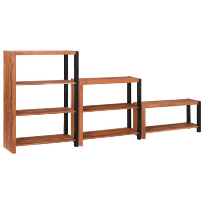 Bogreol 3 Pcs Brun 80 X 30 X 110 Cm Massivt Akacietræ - Billede 2