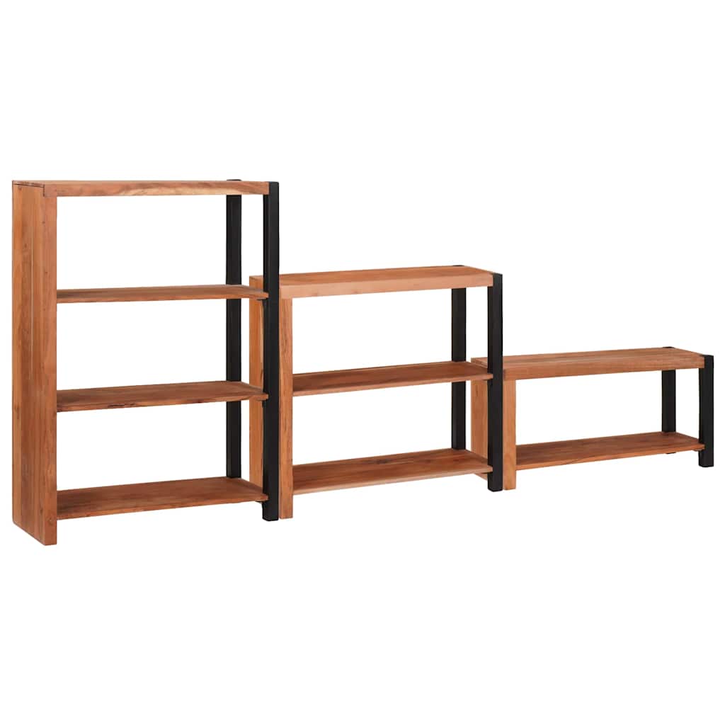 Bogreol 3 Pcs Brun 80 X 30 X 110 Cm Massivt Akacietræ - Billede 3