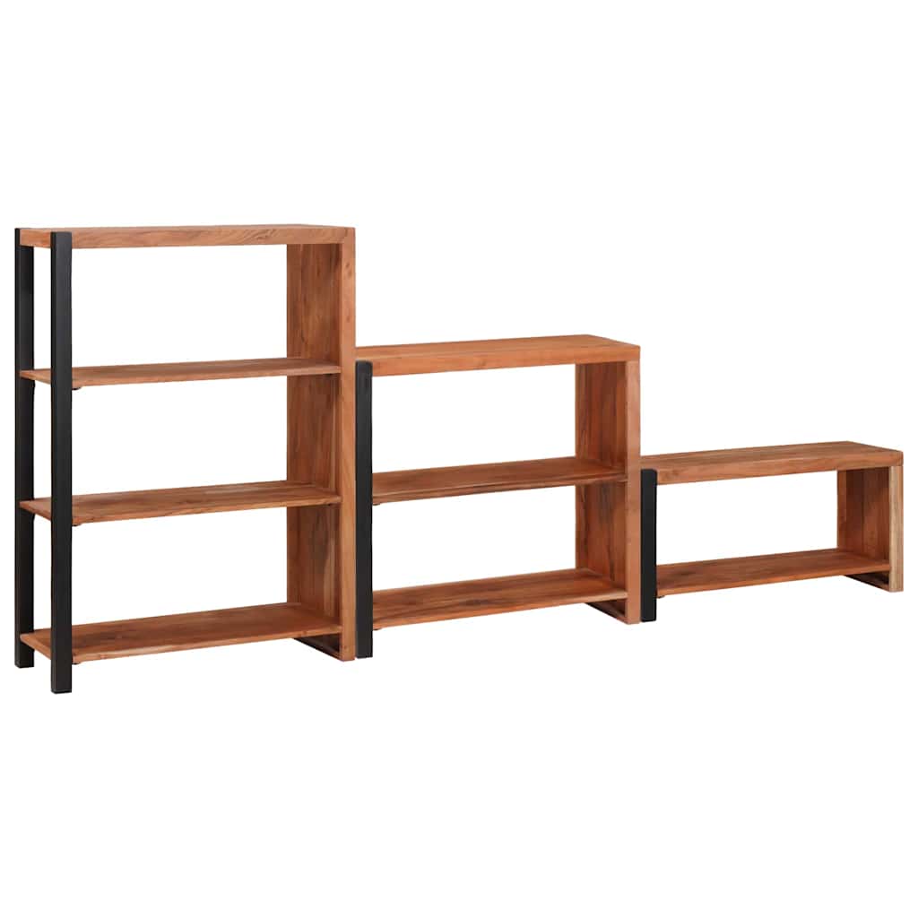 Bogreol 3 Pcs Brun 80 X 30 X 110 Cm Massivt Akacietræ - Billede 6