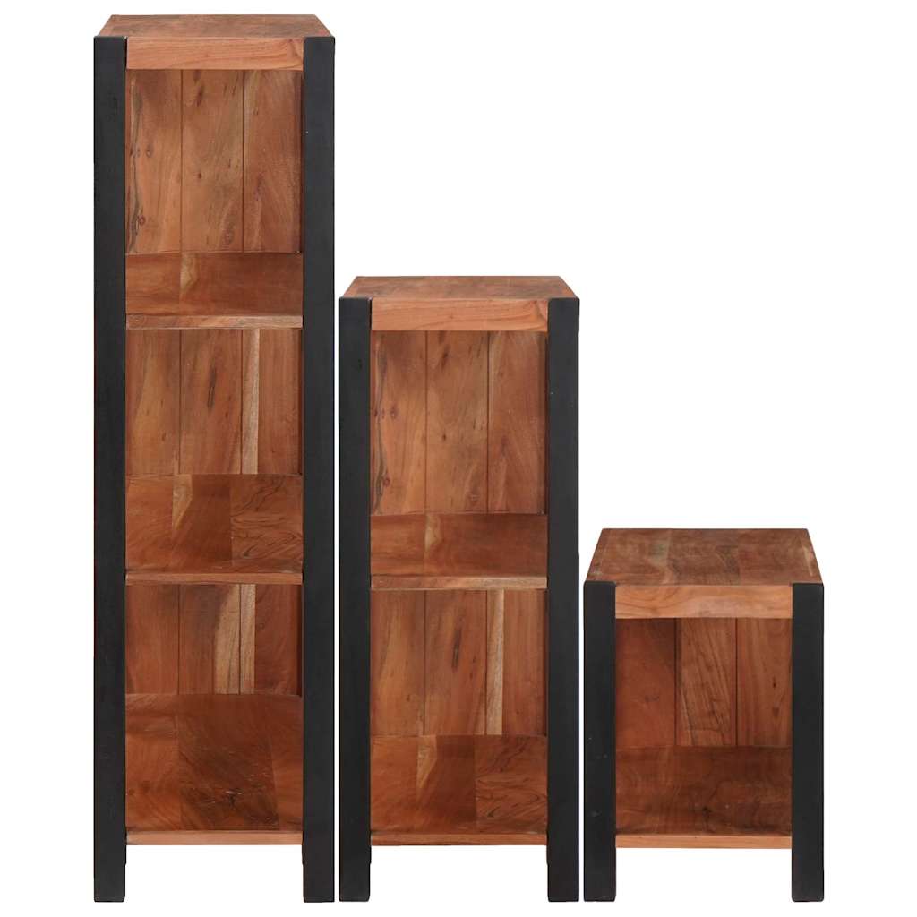 Bogreol 3 Pcs Brun 80 X 30 X 110 Cm Massivt Akacietræ - Billede 5