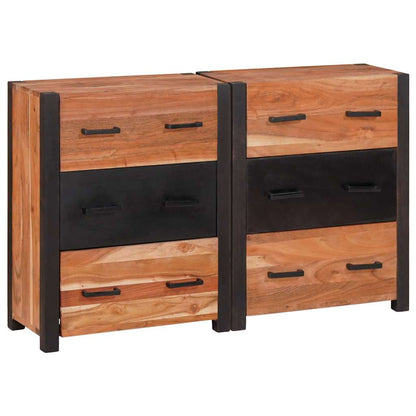 Sideboard 3 Pcs Brun 110 X 30 X 75 Cm Massivt Akacietræ - Hovedbillede