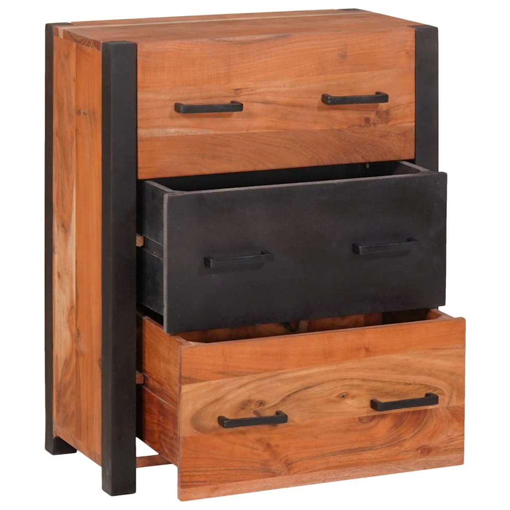 Sideboard 3 Pcs Brun 110 X 30 X 75 Cm Massivt Akacietræ - Billede 3