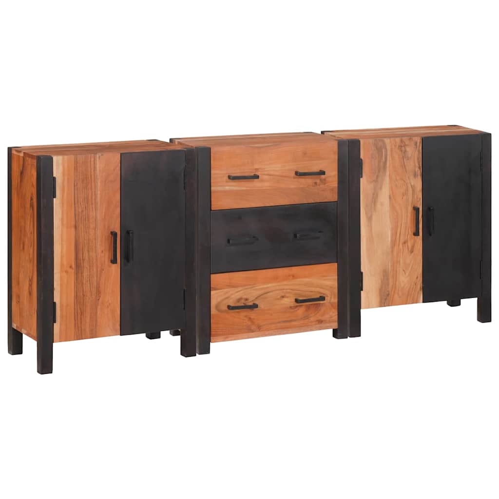 Sideboard 3 Pcs Brun 55 X 30 X 75 Cm Massivt Akacietræ - Hovedbillede