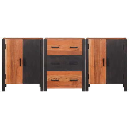 Sideboard 3 Pcs Brun 55 X 30 X 75 Cm Massivt Akacietræ - Billede 6
