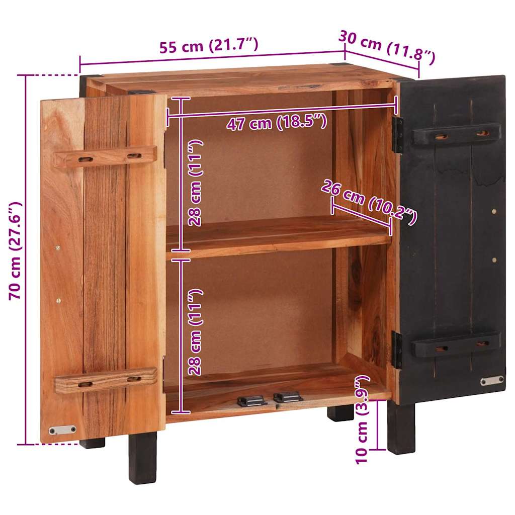 Sideboard 3 Pcs Brun 55 X 30 X 75 Cm Massivt Akacietræ - Billede 13