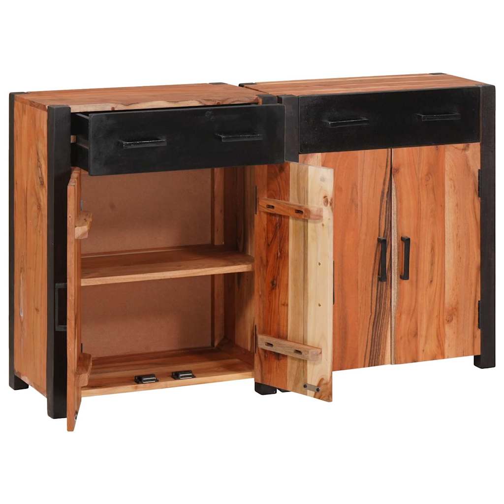 Sideboard 2 Pcs Brun 110 X 30 X 75 Cm Massivt Akacietræ - Billede 2