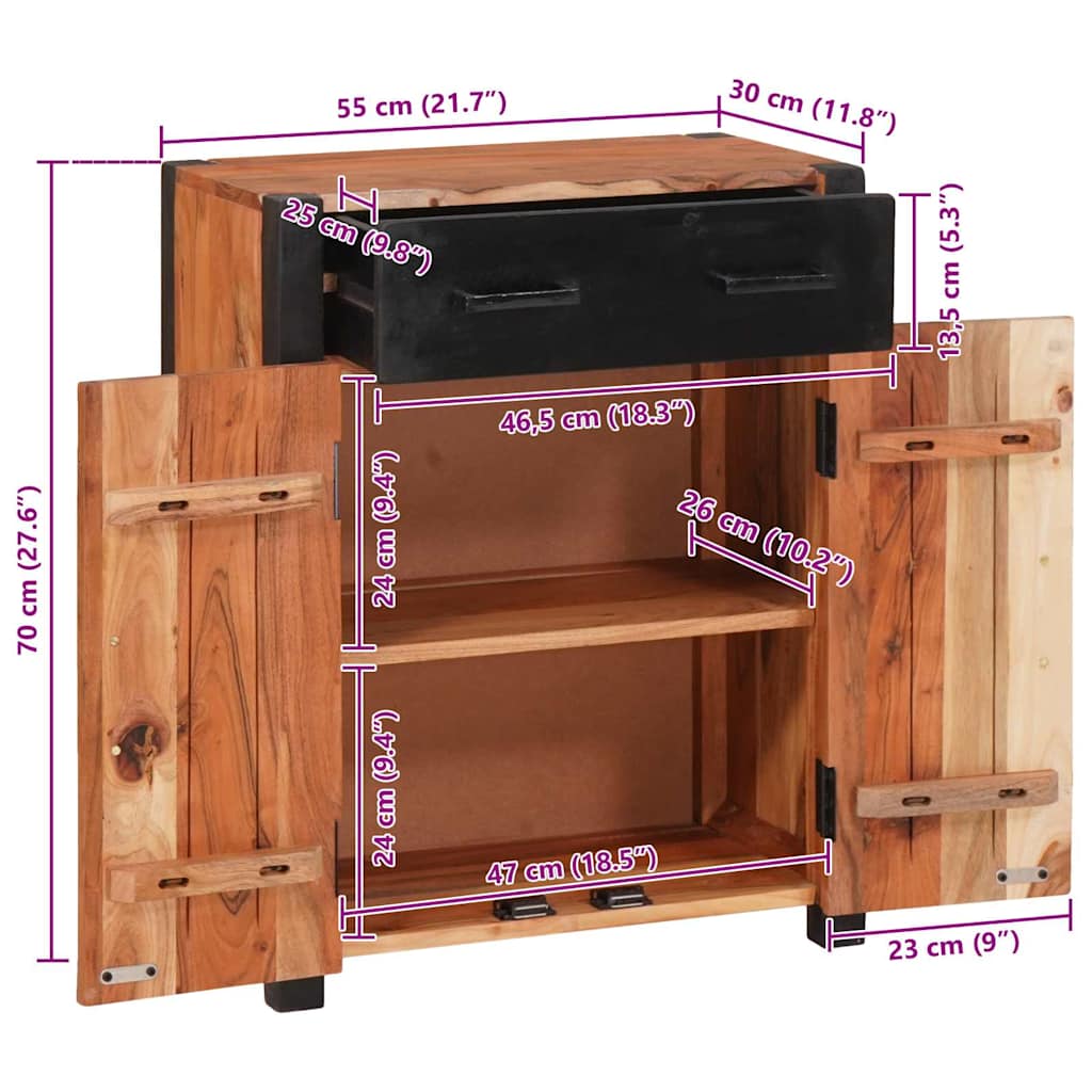 Sideboard 2 Pcs Brun 110 X 30 X 75 Cm Massivt Akacietræ - Billede 13