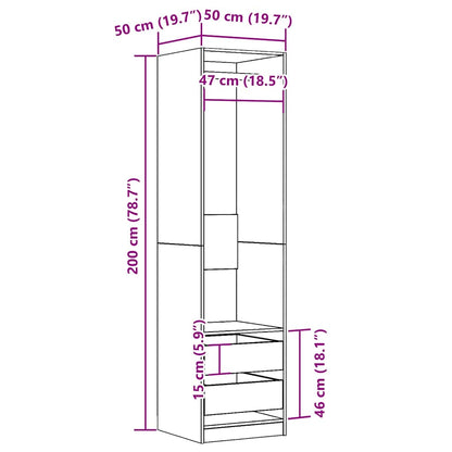 Klædeskab 50x50x200 Cm Konstrueret Træ Kunsteg - Billede 10