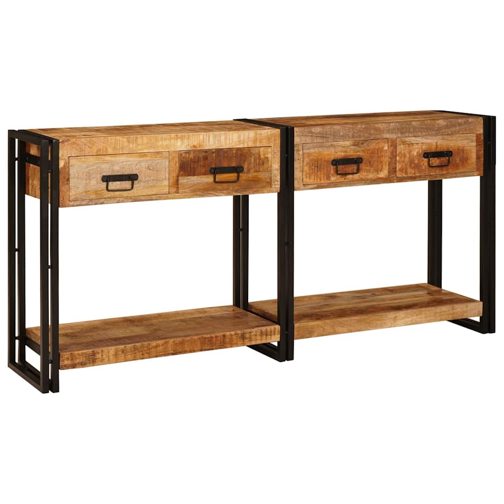 Konsolborde 2 Pcs Brun 160 X 33 X 75 Cm Solid Mango Træ - Hovedbillede