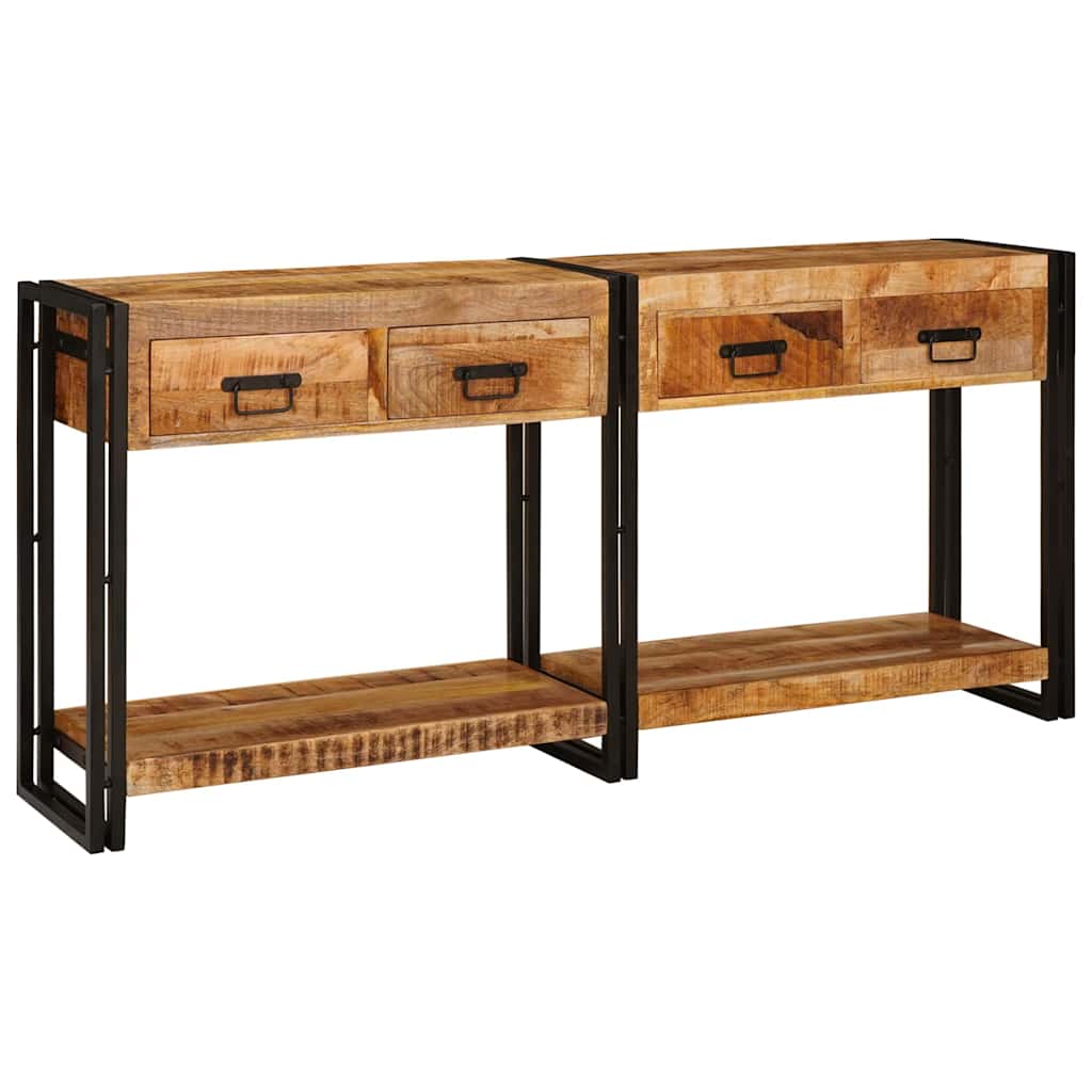 Konsolborde 2 Pcs Brun 160 X 33 X 75 Cm Solid Mango Træ - Billede 2