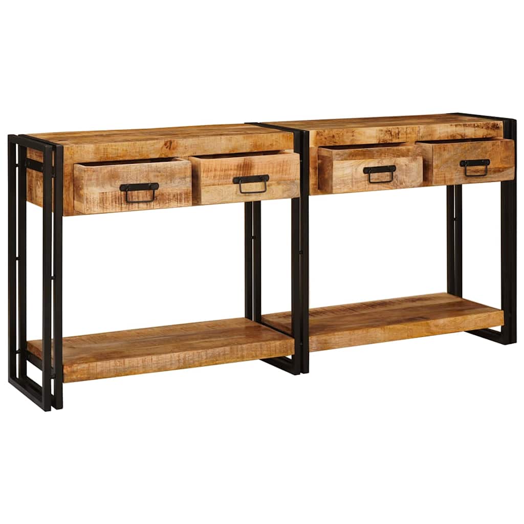 Konsolborde 2 Pcs Brun 160 X 33 X 75 Cm Solid Mango Træ - Billede 3