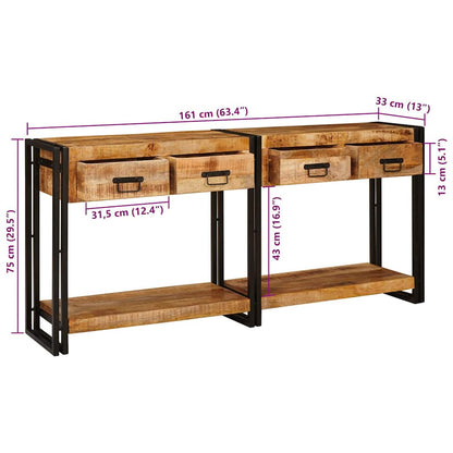 Konsolborde 2 Pcs Brun 160 X 33 X 75 Cm Solid Mango Træ - Billede 13