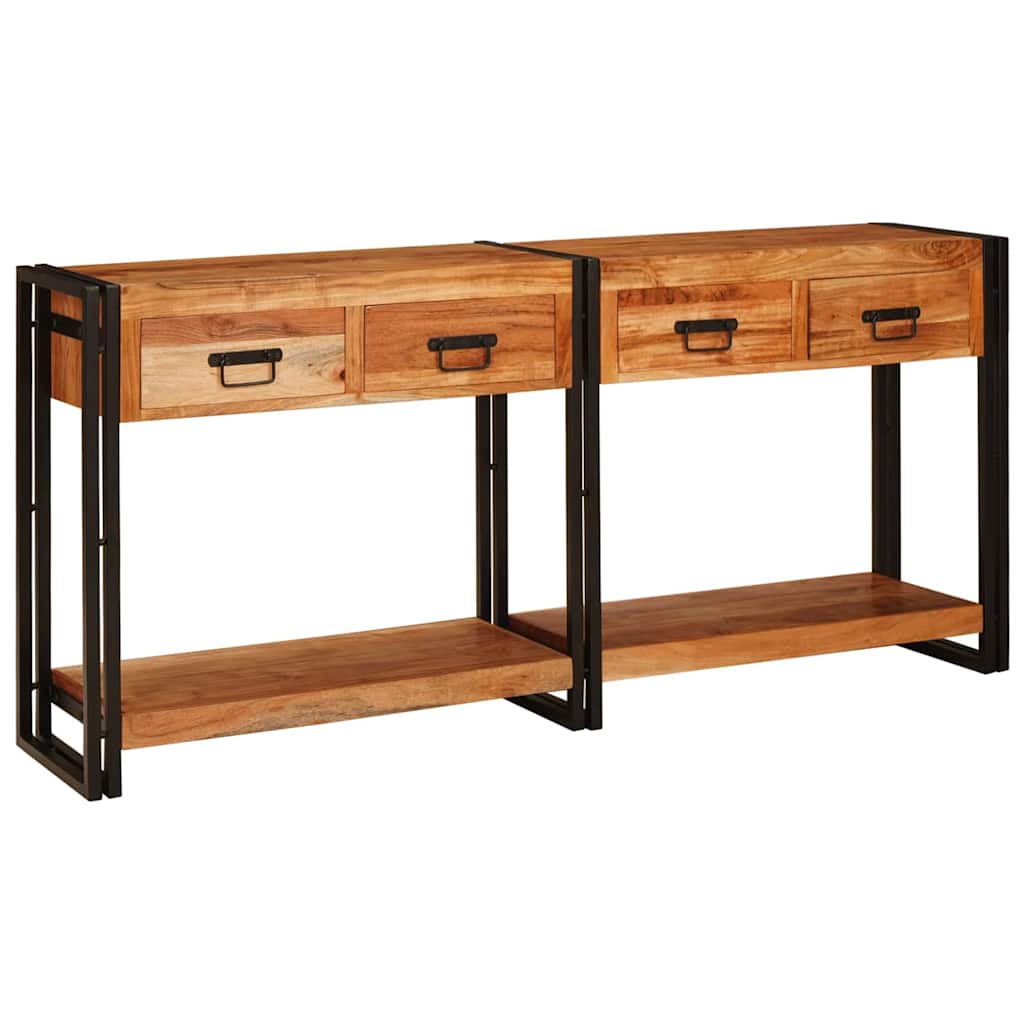 Konsolborde 2 Pcs Brun 160 X 33 X 75 Cm Solid Akacietræ - Hovedbillede