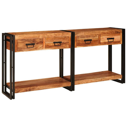 Konsolborde 2 Pcs Brun 160 X 33 X 75 Cm Solid Akacietræ - Billede 2