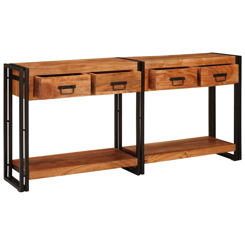 Konsolborde 2 Pcs Brun 160 X 33 X 75 Cm Solid Akacietræ - Billede 3