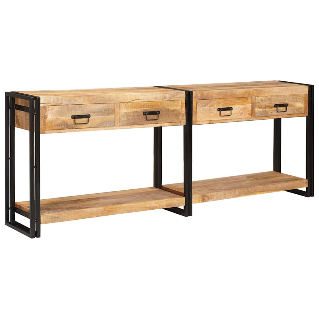 Konsolbord 2 Pcs Brun 200 X 33 X 75 Cm Massivt Ru Mangotræ - Billede 3