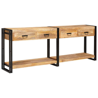 Konsolbord 2 Pcs Brun 200 X 33 X 75 Cm Massivt Ru Mangotræ - Billede 3