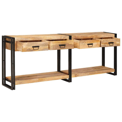 Konsolbord 2 Pcs Brun 200 X 33 X 75 Cm Massivt Ru Mangotræ - Billede 4