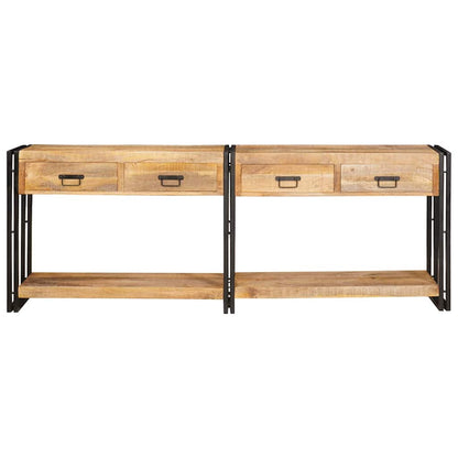 Konsolbord 2 Pcs Brun 200 X 33 X 75 Cm Massivt Ru Mangotræ - Billede 5