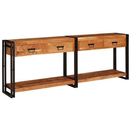 Konsolborde Andet 2 Pcs Brun 200 X 33 X 75 Cm Massivt Akacietræ - Hovedbillede