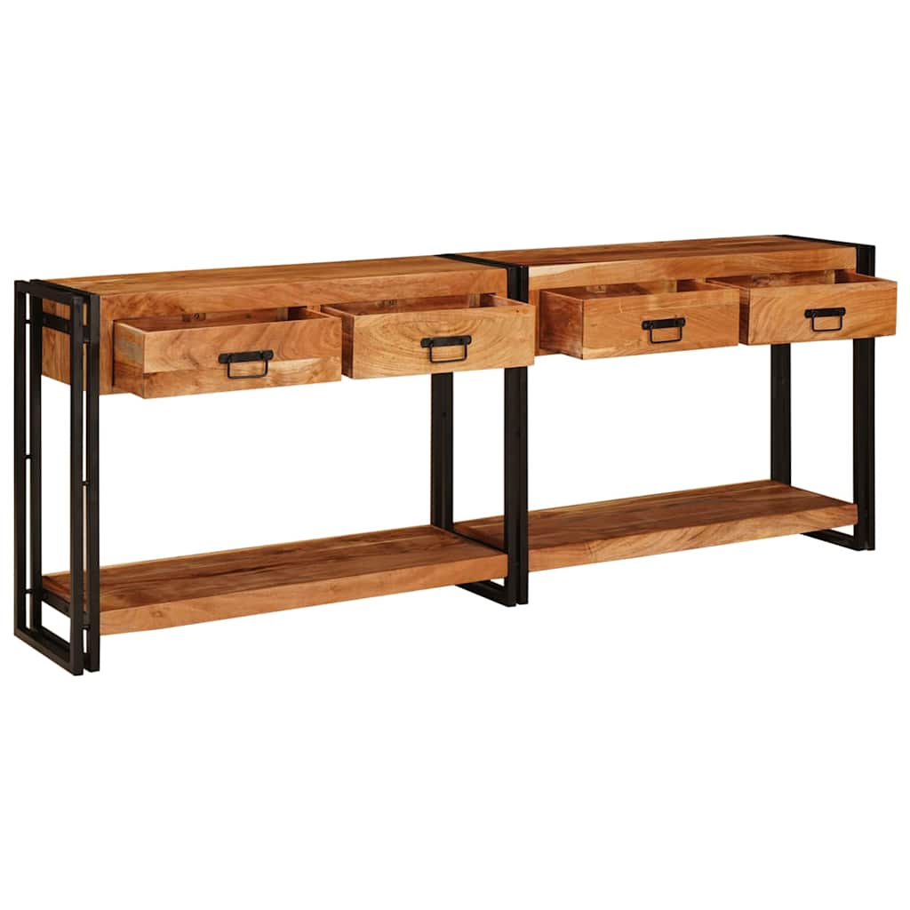 Konsolborde Andet 2 Pcs Brun 200 X 33 X 75 Cm Massivt Akacietræ - Billede 4