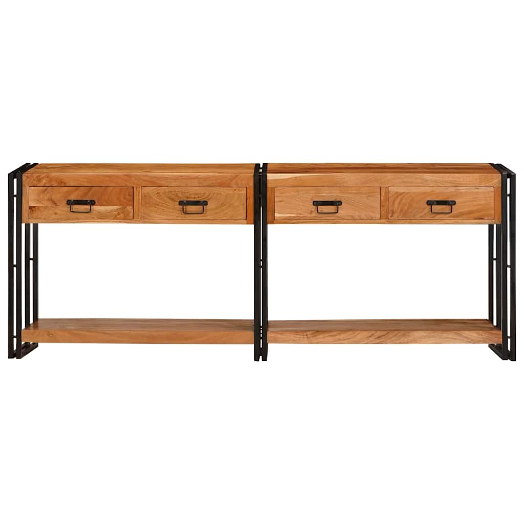 Konsolborde Andet 2 Pcs Brun 200 X 33 X 75 Cm Massivt Akacietræ - Billede 5