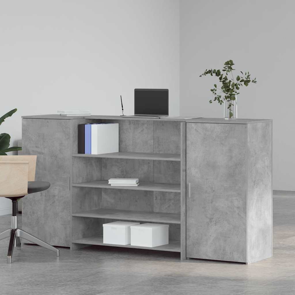 Receptionsskranke 200x50x103,5 Cm Konstrueret Træ Beton Grå - Billede 3
